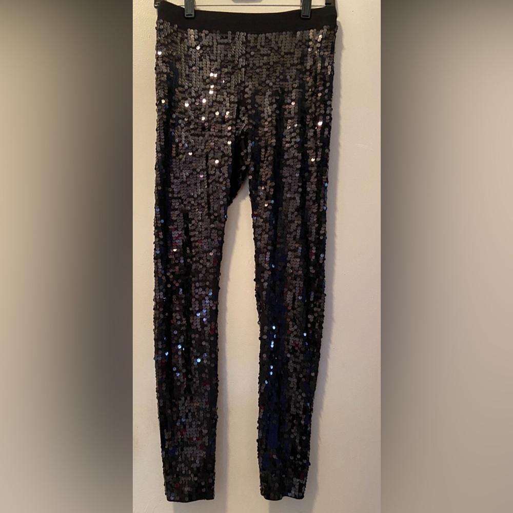Super High Waisted Black Sequin Leggings